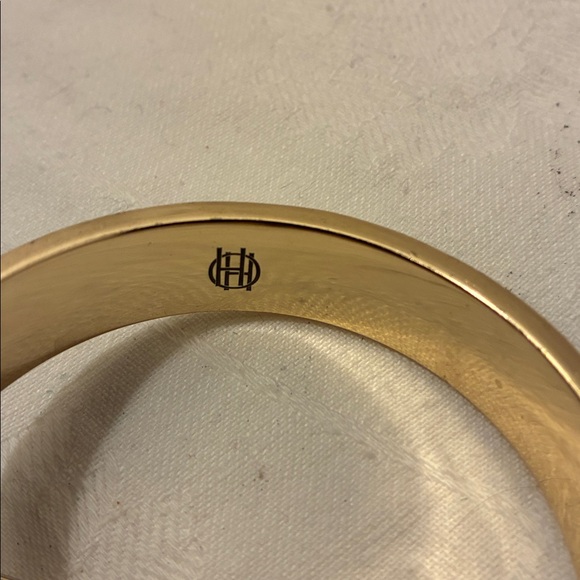 House of Harlow 1960 Bangles/ Bracelets Sunburst Nicole Richie Gold Pave/Leather - Picture 7 of 11